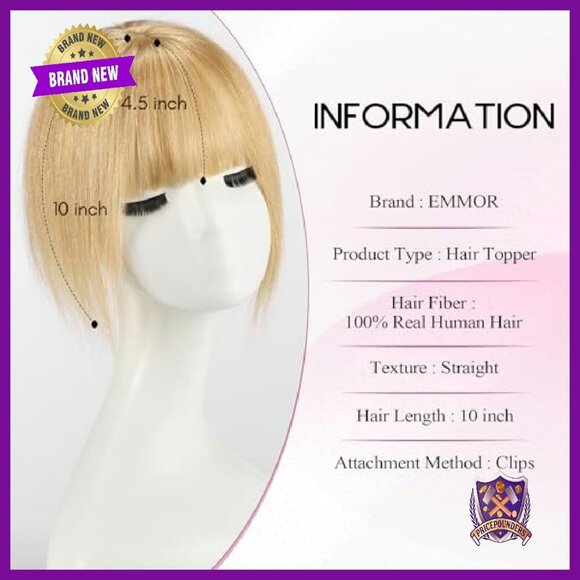 10 Inch Human Hair Clip-In Bangs with 3 Secure Clips, Wispy Fringes main image 7